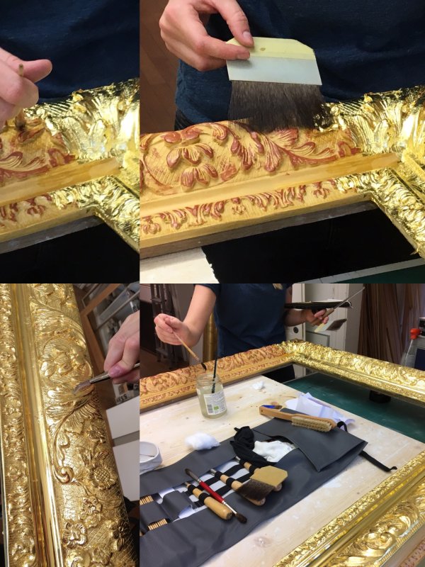 Vergolden eines Louis XIII Rahmen
